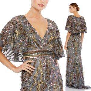 MAC DUGGAL | 5439D Cape Sleeve Sequin Dress